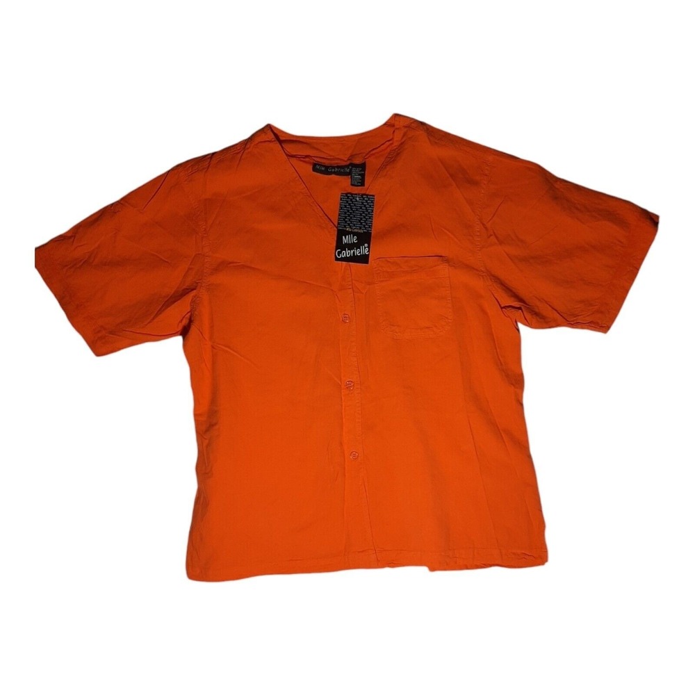 Vtg Mlle Gabrielle Women Shirt Top Size 2X button front Orange NWT style 95575